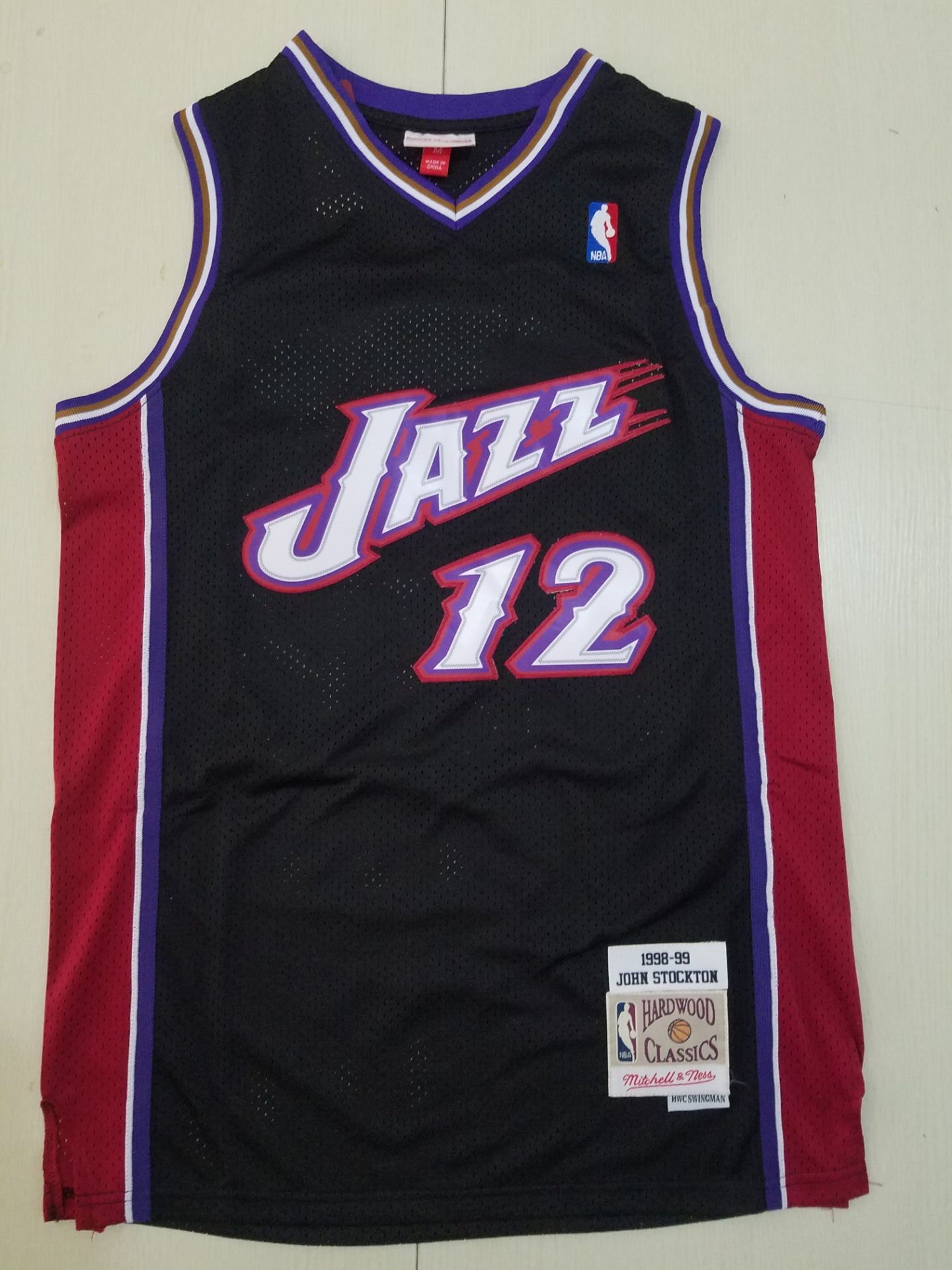 Men Utah Jazz #12 Stockton black Throwback NBA Jerseys->chicago bulls->NBA Jersey
